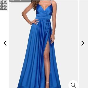 La Femme Empire Waist Elegant Satin Gown